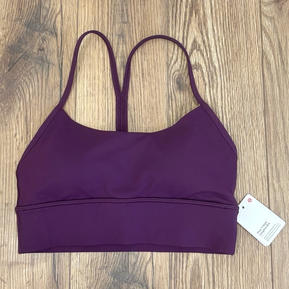 NWT Lululemon Flow Y Nulu Longline Bra In Dark Magenta Size 6
